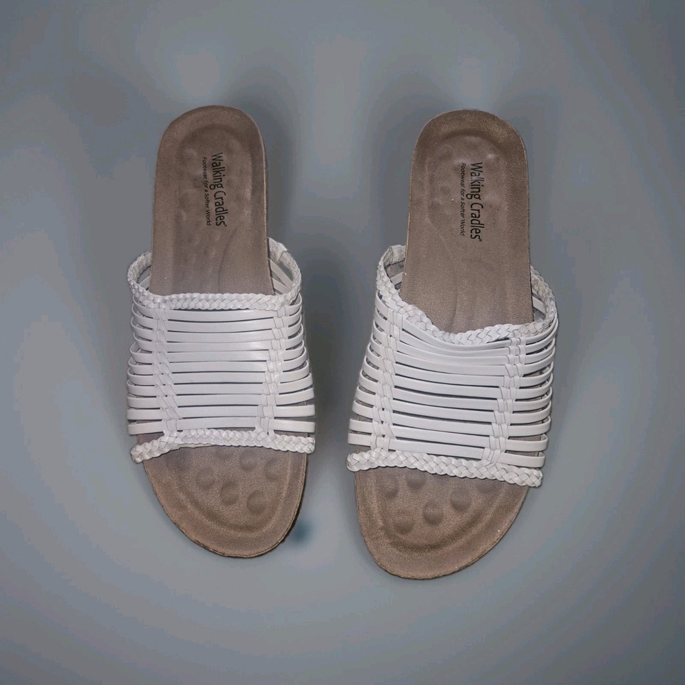 Walking Cradles Piece women slide Sandals soft white Antanado size 10 Narrow
